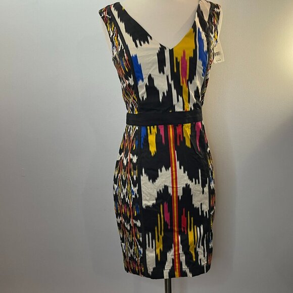 French Connection Women's Matos Stripe Cotton Sleeveless V-neck Dress - Size 2 - Picture 3 of 6